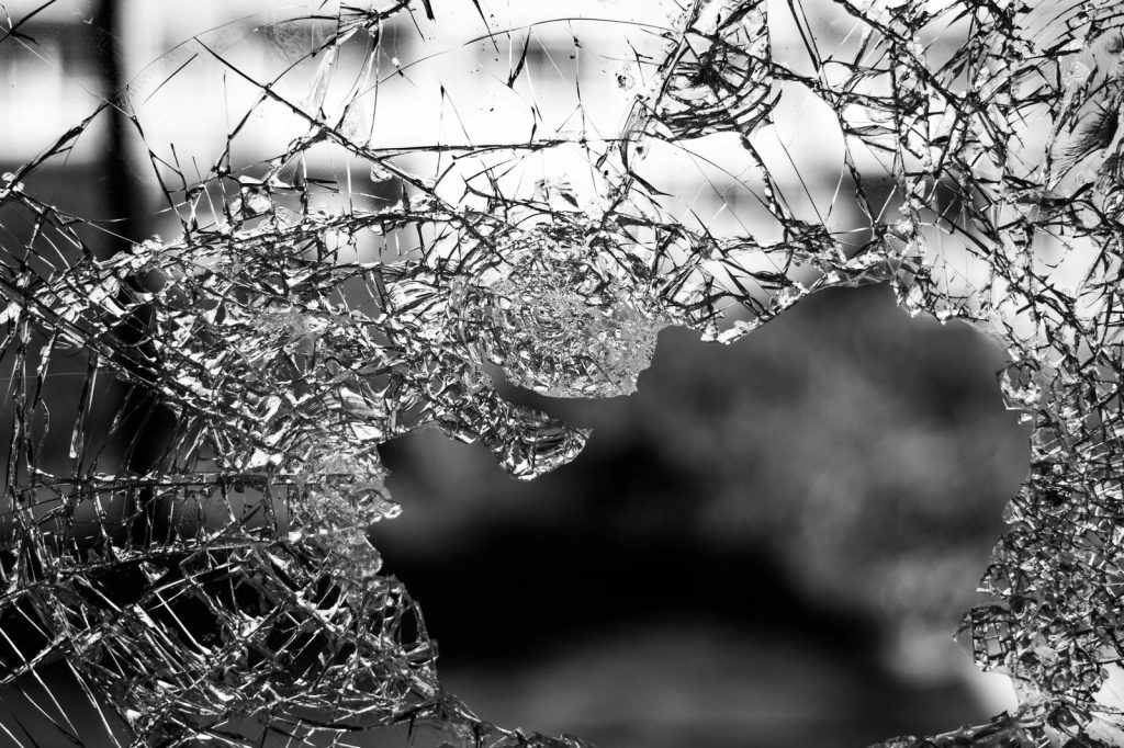Macrophotography of cracked glass screen