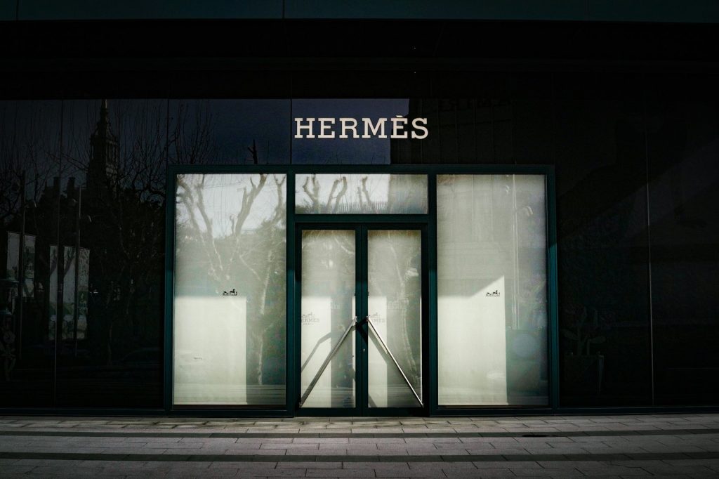 Hermes store front with large glass windows