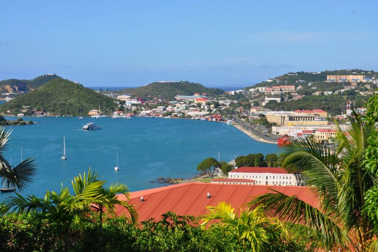 A view of a bay with boats in the water