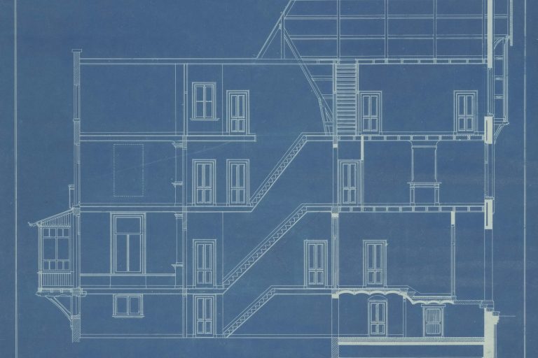 Architectural blueprint of a multi-story building